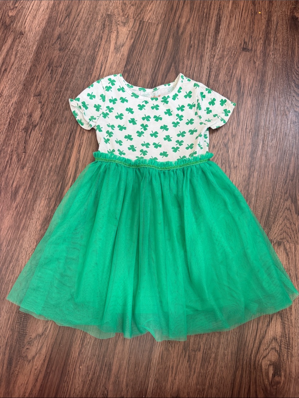 Cat & Jack White and Green Clover Tulle Dress